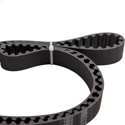 Thinking Process: black rubber timing belt loop with toothed inner edge for Integra engine replacement set