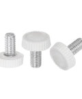 M6 12mm Thread Knurled Knobs 30 Pack DIY Friendly Thumb Screws Clamping Hand Knobs White Plastic Handles With Threaded Studs