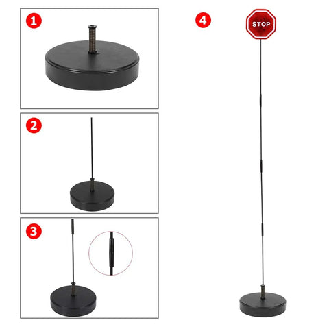 Heavy Duty Led Car Parking Stop Sign With Bright Flashing Warning Light And Rugged Abs Housing, 51 inch assembly steps.