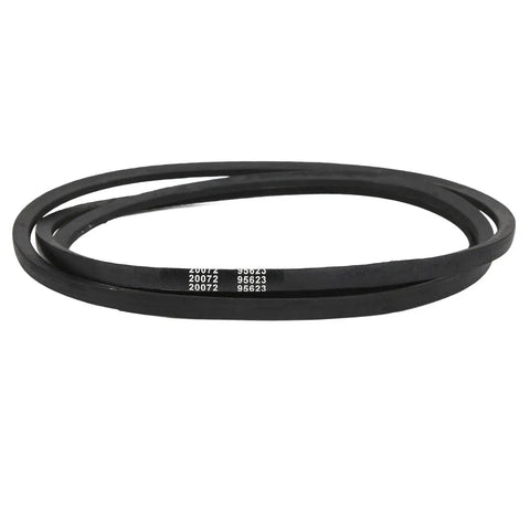 Beefy Drive Belt GX20072 Primary For 42 Inch Lawn Tractor L100 Replacement Parts Heavy Duty And Flexible Abrasion Resistant Build OEM Grade Quality For Easy Install And Smooth Power black drive belt coiled on white background