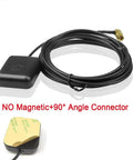 All Weather Waterproof Active GPS Antenna With SMA Male Connector For Car Stereo Head Unit Navigation System Truck Marine Boat GPS Tracker Real Time Tracking Magnetic Or Adhesive Mount 3 Meter Cable, shown with adhesive backing and connector.