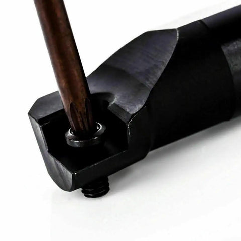Close-up of Pro Grade Boring Bar Lathe Holder Set With 10 CCMT09T304 Inserts showing 16mm shank and alloy steel construction.