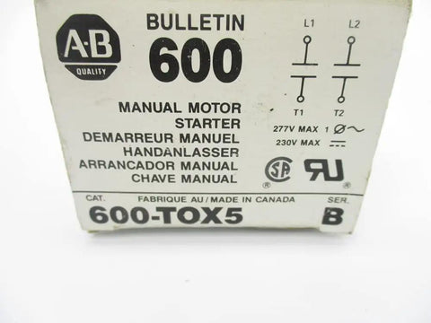 277V Series B Starter New Surplus OEM NSMP NSFS Black Yellow Leads, box label of commercial grade motor starter.