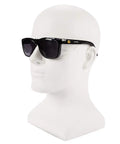 Display of Maverick Safety Glasses With Integrated Side Shields 3 Pack Smoke Anti Fog Lenses Black Frame on a white mannequin head