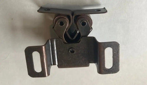 Double Roller Cabinet Door Catch Latch In Oil Rubbed Bronze For RVs And Boats, top view showing roller mechanism