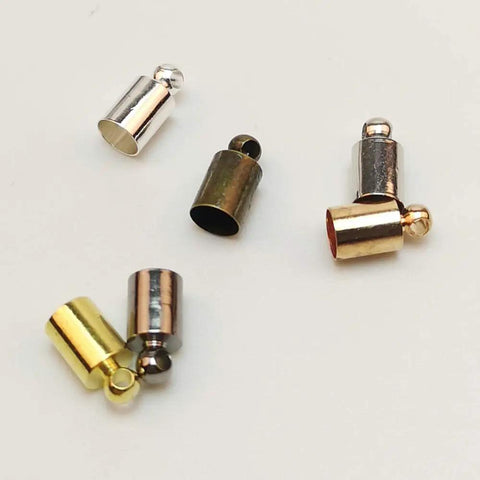 Dope Brass Cord End Caps Glue In 5x9mm for Leather and Kumihimo Tassels Jewelry Making Kit 180 pcs, 6 colors, top view of caps.
