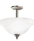 Armida 2 Light Pendant Semi Flush Ceiling Light In Brushed Nickel With Satin Etched White Glass Modern Inverted Fixture
