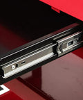 Close-up of ball bearing slides in Garden Tool Organizer Cart With Three Tier Mobile Trolley Auto Repair Cabinet Heavy Duty Metal Tool Storage
