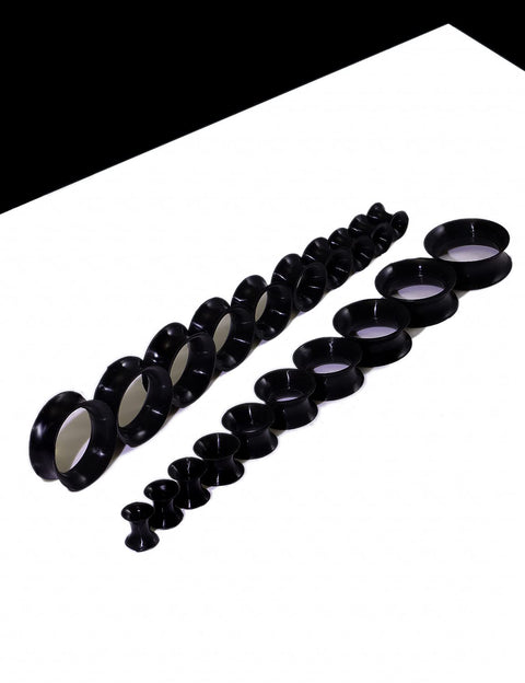 Ultra Thin Silicone Ear Gauge Stretching Kit 4mm to 20mm Black Soft Flexible Tunnels Plugs for Earcare Comfy Sleeper Friendly
