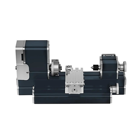 Zhrui 36W 12V Mini Lathe Machine Tool With All Metal Build For Hobbyists and Woodworking Craft Projects Up To 20000 Rpm Speed, side view.
