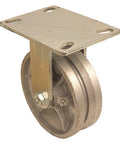 Solid As A Rock Heavy Duty Rigid Plate Caster With 5 Inch V Groove Cast Iron Track Wheel Rated For 800 Lbs On Industrial Rails