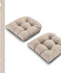 Outdoor Chair Cushions Set Of 2 22x22x4 Inches With Ties For Patio Wicker Dining Chairs Indoor Or Outdoor Use Waterproof And Fade Resistant Taupe Cushions For All Seasons, showing tufted design.