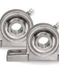 1-Inch Bore Twin-Pack Pillow-Block Bearing, Two-Bolt Flange-Mounted Stainless Steel Housing