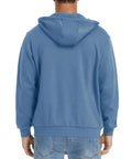 Back view of Mens Hooded Fleece Lined Full Zip Jacket For Running And Hiking Lightweight Casual Sportswear Coat With Pockets
