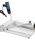 Heavy Duty Manual Heat Sealing And Cutting Machine For Shrink Wrap, Food Packaging, Book Boxing With Adjustable Temp Control and Rollers For Tight Seals 30 Cm on white background.