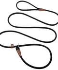 No Pull Slip Lead For Dogs 7 Ft Rope Leash 1/4 Inch Width 2 In 1 Leash And Collar Black Color