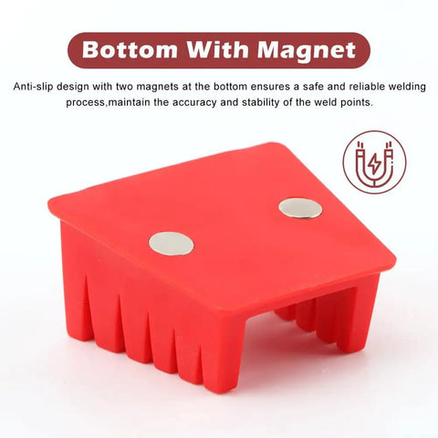 Magnetic Helping Hands Soldering Station with red silicone base and two metal magnets for stable solder joints.