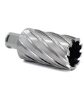 OSCARBIDE annular cutter with Weldon shank, side view, 1-7/16 in diameter, 2 in depth of cut, two flats