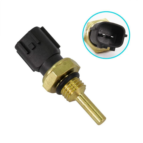 TAMKKEN coolant temperature sensor with brass threaded body and black 2-pin connector, side view