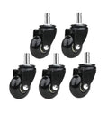 Five Pack Transparent PU Office Chair Casters With Brakes, 2 2.5 3 Inch Wheels, 10mm And 11mm Stem Fit, smooth and quiet rolling