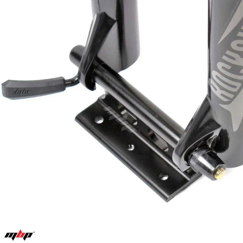 Alloy Quick Release Fork Mount Bike Block 9x100mm for Truck Bed Rack and Storage, shown in black with skewer included.