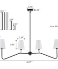 Classic Linear Linen Pendant Light With Off White Fabric Shade 4 Light Sleek Modern Kitchen Island Chandelier With Dimensions