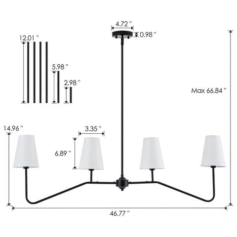 Classic Linear Linen Pendant Light With Off White Fabric Shade 4 Light Sleek Modern Kitchen Island Chandelier With Dimensions