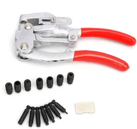 Heavy Duty Sheet Metal Hole Punch Kit Hand Held Power Punch Set with chrome vanadium steel punches and red handles