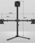 Rock Solid Triple Monitor Stand Built Like A Tank Heavy Duty Full Motion Adjustable Arms with dimensions 84cm x 42cm x 80cm.