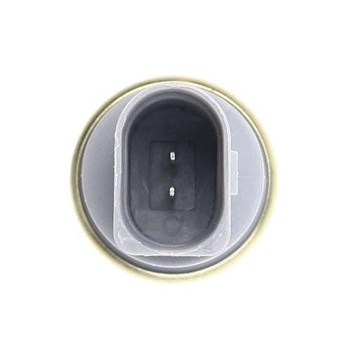 A-Premium engine coolant temperature sensor; round gray body with beige gasket, top view shows two-pin connector