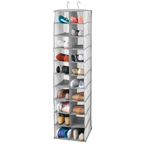 Soft Fabric Closet Organizer With 20 Shelf Over Rod Vertical Storage For Shoes Handbags Clutches And Accessories Space Saver
