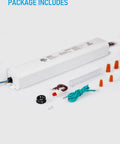 Package includes components of 8.5W LED Emergency Driver With Rechargeable Backup Battery, 120-277VAC Input, 3 To 60V DC Output
