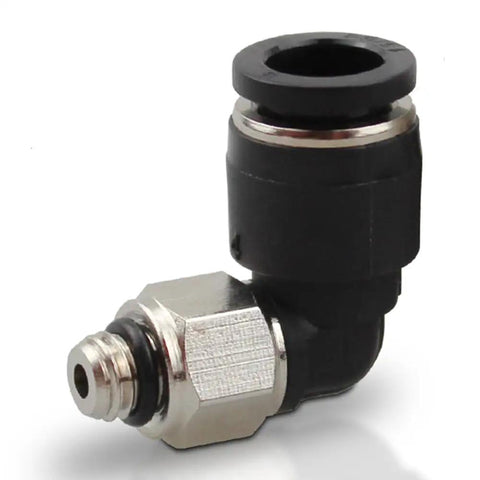 Compact L Shaped Pneumatic Elbow Fitting For Micro Systems With M3 To M6 Threads And 3 To 6 Mm Tubing 90 Degree Right Angle Connector