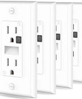 Built In Led Night Light Receptacle That Lets You Plug Up Without The Hassle Tamper Resistant Decorator Faceplate 15 Amp 125 Volt, 4 pack.