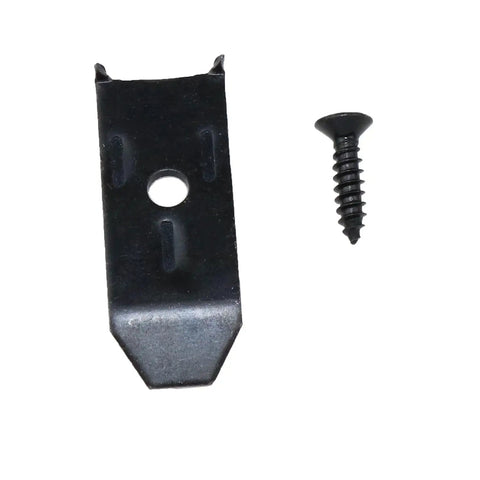 Premium Table Leaf Leveler Straps With Horizontal Bolt Buckle Extending Cabinet Tops Tough As Nails Zinc Plated Carbon Steel Fasteners 10 Pack Black showing a leveler strap and black screw.