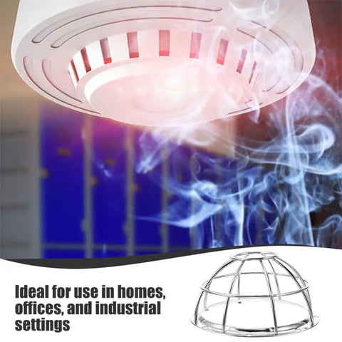 Rock Solid Heavy Duty Fire Sprinkler Head Protection Cage With Anti Theft Wire Mesh And Impact Resistant Shield For Tight Spaces And Garages 5.11 X 2.75 X 1.69 Inches 4 Pack protecting a sprinkler in a smoky environment.