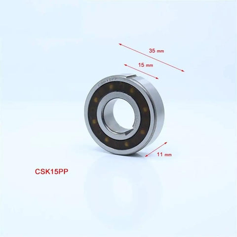 Built Tough Csks15Pp One Way Roller Clutch Bearing With Keyway 15X35X11Mm Solid Steel Freewheel Idler displayed with size dimensions.