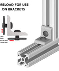 1/4-20 Button Head Socket Cap Screws 1/2 Inch Long With Slide-In Economy T-Nuts Steel Hardware installed on T-slot for brackets