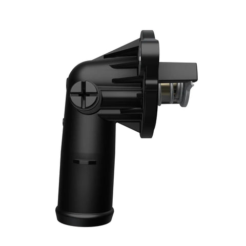 Side view of thermostat housing for engine cooling system replacement OEM grade direct bolt on vehicle specific fit durable USA made easy install replaces faulty thermostat housing