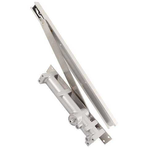 Hydraulic Door Closer With Adjustable Closing Speed And Silent Switch No Slam Smooth Close For Hotel And Guesthouse Use Cast Aluminum Construction With Embedded Installation Heavy Duty Door Hardware on white background