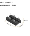 DIP IC Socket Adapter Kit 20 Pack With 2.54mm Pitch 16 Pin Soldering Flat Circuit Chip Sockets Dimensions