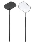 2 Pack Stainless Steel Oval Lash Mirror for Eyelash Extensions 2 Inch Detachable Inspection Mirrors for Lash Pros, front and back view