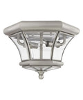 Monterey Dope 2 Light Flush Mount Outdoor Indoor Brushed Nickel Solid Brass Fixture With Clear Beveled Glass Classic Traditional