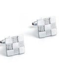 Silver Plated Tie Clip For Men And Women Clean Square Grid Design with polished surface, ideal for business suits.