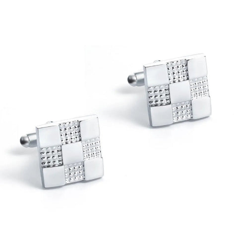 Silver Plated Tie Clip For Men And Women Clean Square Grid Design with polished surface, ideal for business suits.