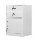 White Metal Lockable Filing Cabinet With Adjustable Shelves And Two Drawers For Home Office Organization And Secure File Storage Built
