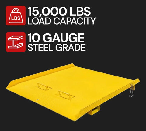 Tough As Nails Heavy Duty 84 By 96 Inch Shipping Container Loading Ramp with 15000 lbs capacity and 10 gauge steel grade.