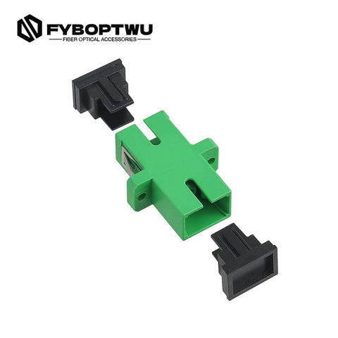 Green 100 Pack SC To SC Fiber Optic Adapters Singlemode APC Simplex with Ceramic Ferrule