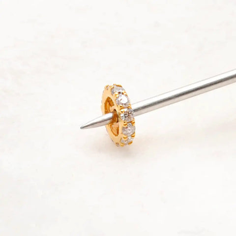 5mm 14K Solid Yellow Gold Pave Diamond Rondelle Spacer Straight Up Premium Bead Connector For DIY Jewelry Making Total Stunner With Legit Natural Diamond Sparkle And Go To Chain Link Detail