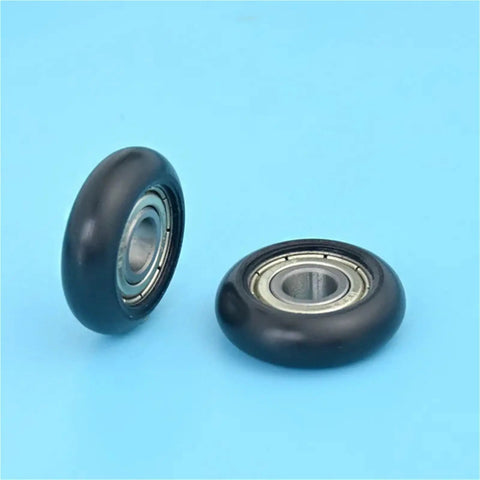 100 Piece Circular Arc Plastic Coated Bearings 688ZZ showing two black plastic coated bearings for doors and windows.